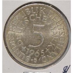 1965 German 5 Deutsche Marks - 62% Silver