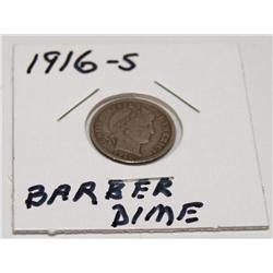 1916 S Silver Dime Barber