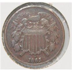 1865 Fine 2-cent piece