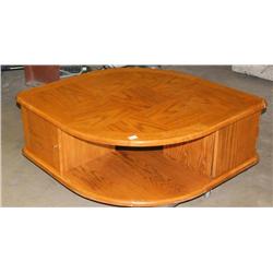 Wood Coffee Table with Cabinet Doors