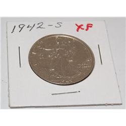 1942 XF S Silver 1/2 Dollar Walking Liberty