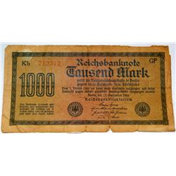 1922 German 1000 Mark Bank Note