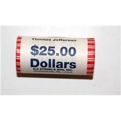 25 Thomas Jefferson Dollar Coins In $25 Roll