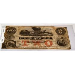 1857 Two Dollar Bank of Tekama- Nebraska