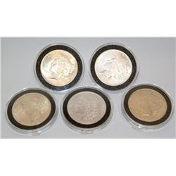 High Grade Morgan & Peace Dollars in Rosewood Box