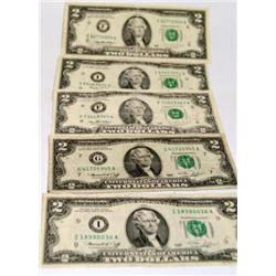 Collection of Two Dollar Bank Notes