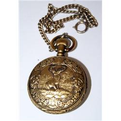 Arnex White Dial Quartz Deer Design Pocket Watch