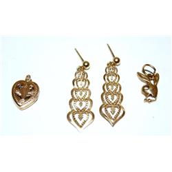 Heart Shape Locket, Play Boy Pendant & Gold Earring