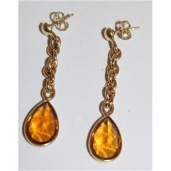 20Ctw AAA Yellow Citrine Pear Shape Ladies Earring