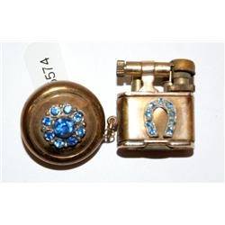 Old Brass Lighter & Pin Combo Set