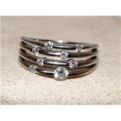 Diamonds Flowing Design 4 Row Ladies Ring