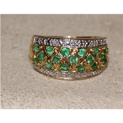 AAA Colombian Emeralds & Diamonds Cluster Ring