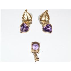 AAA Amethyst Ladies Pendant & Earrings