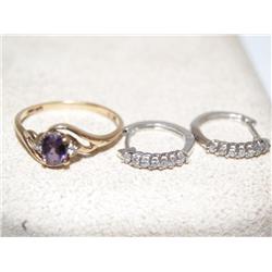 Earrings w/ diamond & 10k amethyst ladies ring