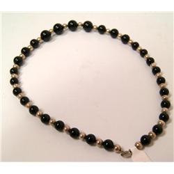 Sterling Silver & Black Balls Necklace