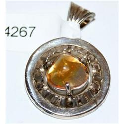 Sterling Silver With Orange Stone Charm