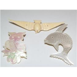 Ivory Dove, Mother Of Pearl Fish & Owl Design