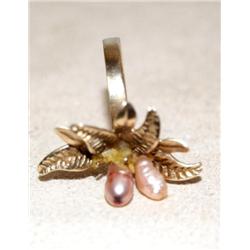 Pink Pearl Vintage Leaf Design Hand Made Ring
