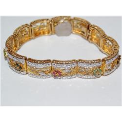 Vermeil 14kt AAA Sapphire, Ruby & Emerald Bracelet