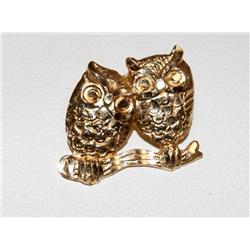 Owl Gold Hand Engraved Pendant