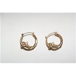 Gold Cherub with Trumpet Hoop Earrings