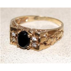 Black Onyx & Diamonds Hand Made Nugget Style Ring