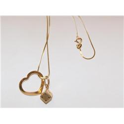 14kg Chain With Dice Pendant W/ Floating heart