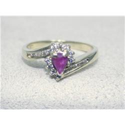 Ruby Ring with 19 Diamonds set in 14k Solid Gold