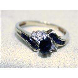 3/4ct Sapphire & Diamond Ring 10k Yellow Gold