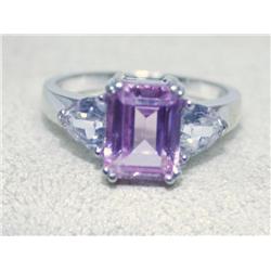 Pink Topaz w/ large clear accent stones 10k gold