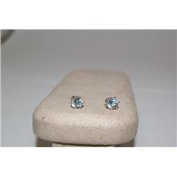 Silver Earrings W/ Blue Topaz Stone