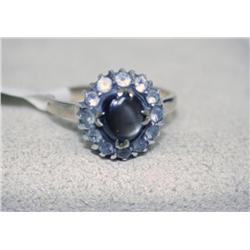 18K Gold Ring w/Sapphire & White Topaz