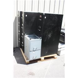 Pallet lot of misc. file cabinets