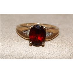 AAA Garnet & Diamonds Hand Made Ladies Ring