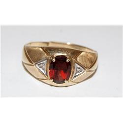 1.00Ctw AAA Garnet & Diamonds Cluster Men's Ring