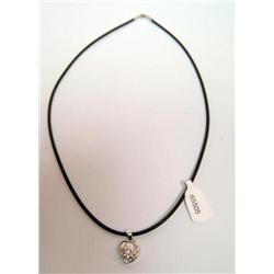 Sterling Silver Heart With Leather Chain