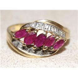 AAA Burmese Ruby & Diamonds Marquise Hand Ring