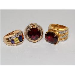 Vermeil 14kt AAA Garnet, Multicolor Stones Ring