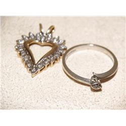 Diamonds Heart Shape Pendant & Diamonds Ring