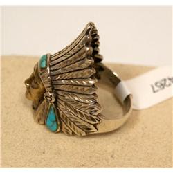 Sterling Silver & Turquoise & Brass Ring, Size 11