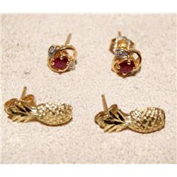 AAA Burmese Ruby & Diamonds & Pineapple Design Ear