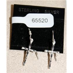 Sterling Silver  Cross Earrings