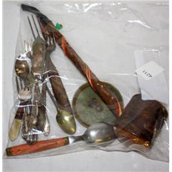 Bag of Collectibles--Spoons, Peace Pipe