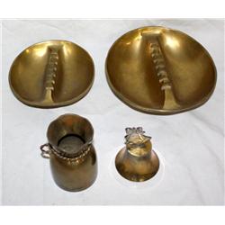 Lot of Solid Brass-- Ashtrays, Bell,  Cup