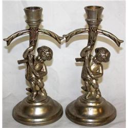 Set of Pewter Angel Candle Holders