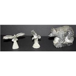 2 Pewter Eagles & 1 Handmade Bear