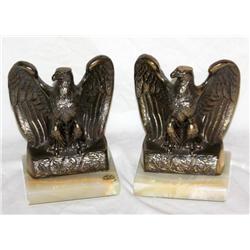 2 Marble Base Eagle Book Ends