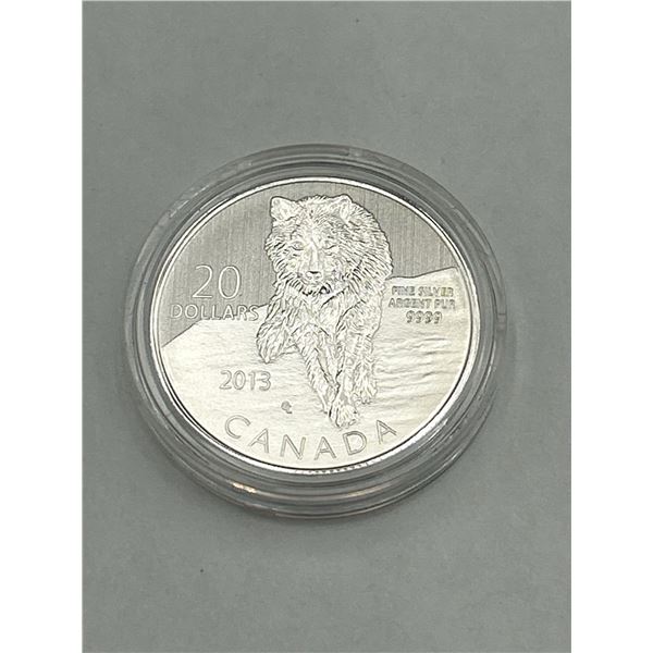 2013 Canada $20 .999 Silver Wolf Coin
