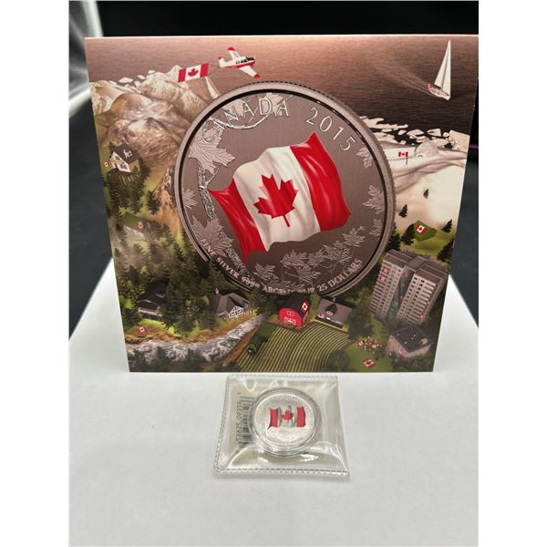 2015 Canadian Flag $25 .999 Silver Coin with certificate