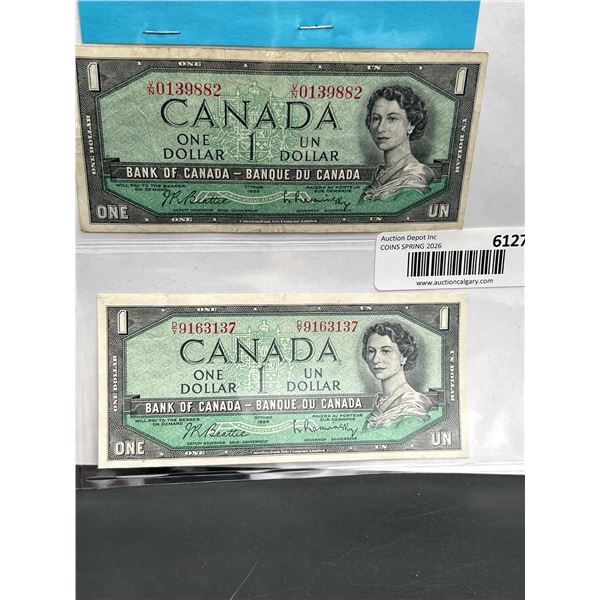Bank of Canada 1954 One Dollar Notes (2pcs)
